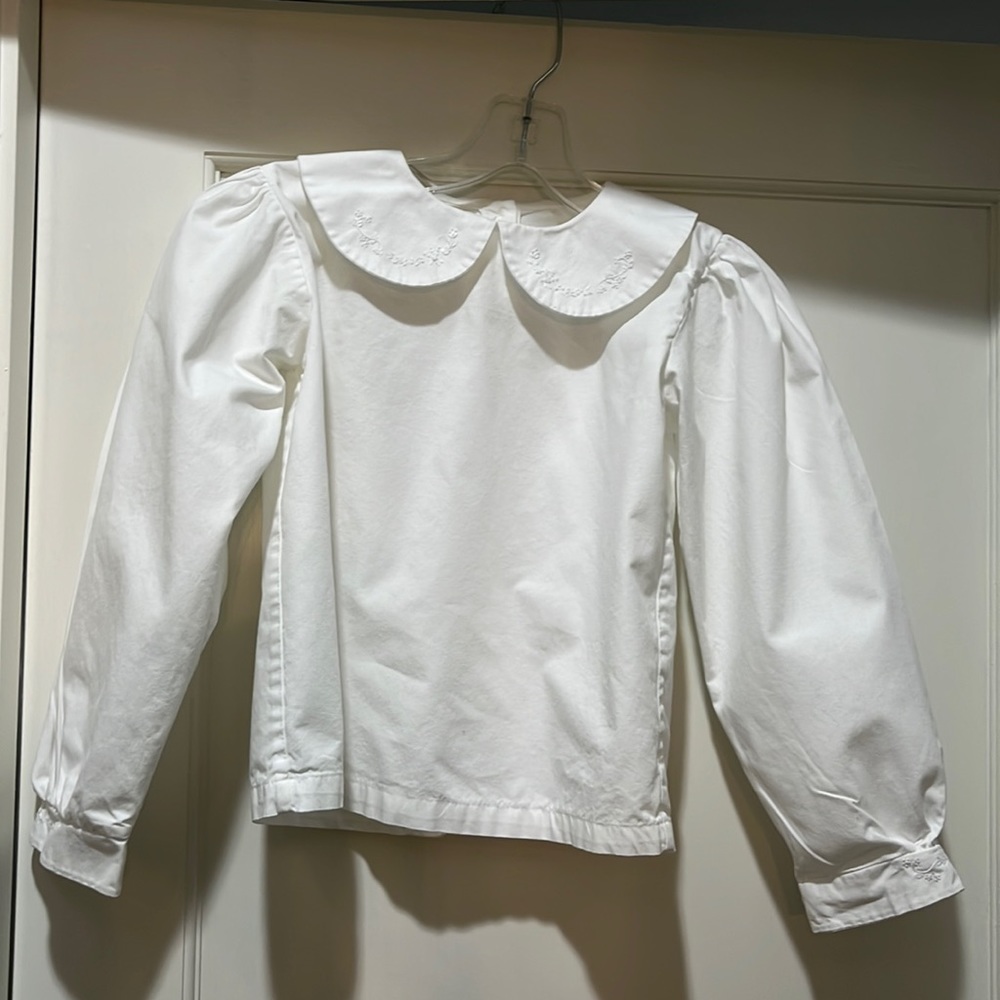 Strasburg Girls White Embroidered Top Sz 8